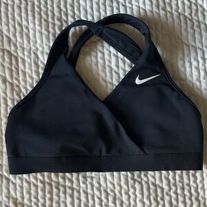 Nike Women's Black Sports Bra with White Logo
